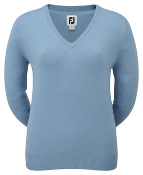 FootJoy Ladies Lambswool V-Neck Pullover - Light Blue